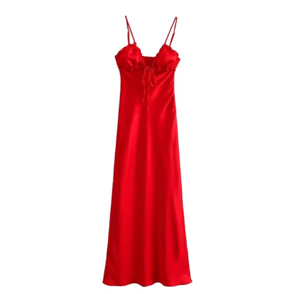 Nwt-Zara satin effect midi slip dress -L
